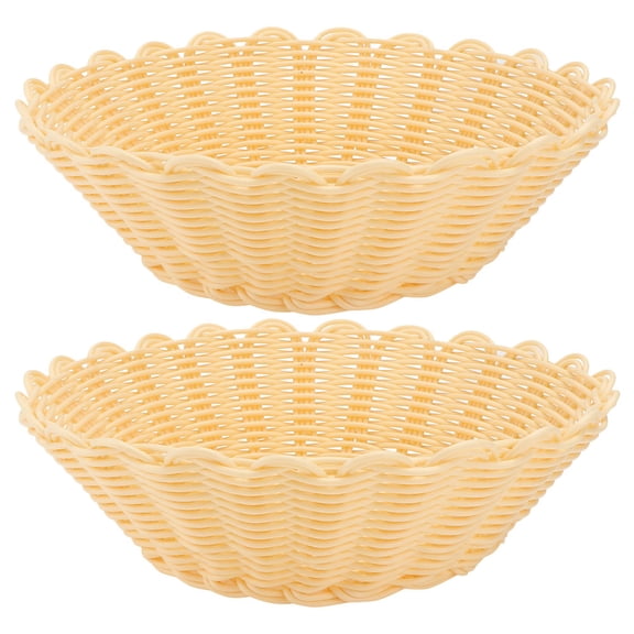 WHAMVOX Khaki Plastic Bread Basket for Storage with Wide Applications and Quality 2 Pieces