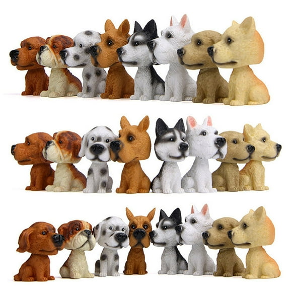 WHAMVOX Khaki Resin Bobblehead Dog Ornaments for Car Decoration Small and Portable 6.3 Inches
