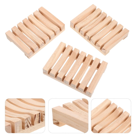 WHAMVOX 3-Piece Khaki Soap with Drain Holes for Bathroom and Kitchen, Plastic, Easy to Clean