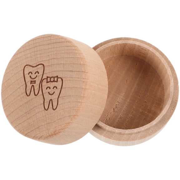 WHAMVOX Khaki Wooden Tooth Box for Baby Tooth Collection and Fetal Hair Storage, Large Capacity, Organizer for Storage