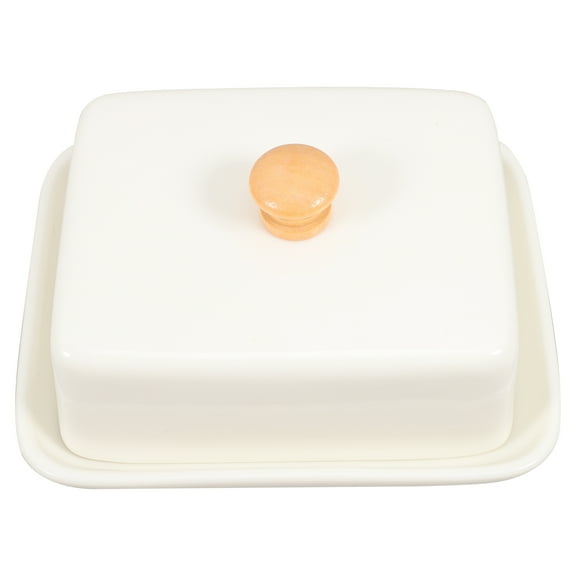 WHAMVOX Kitchen Decor and Accessories Farmhouse Butter Dish with Lid Handle Bowl White