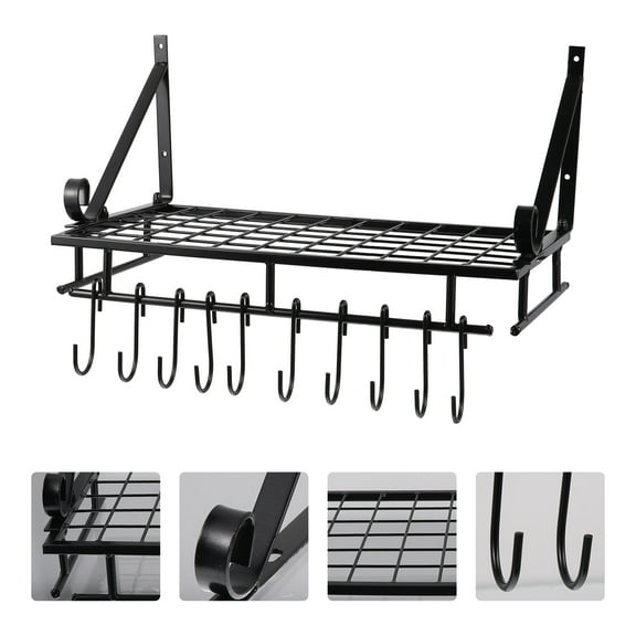 DECORNIJIA Wall-Mounted Dish Rack Pot Rack Metal 1Pcs