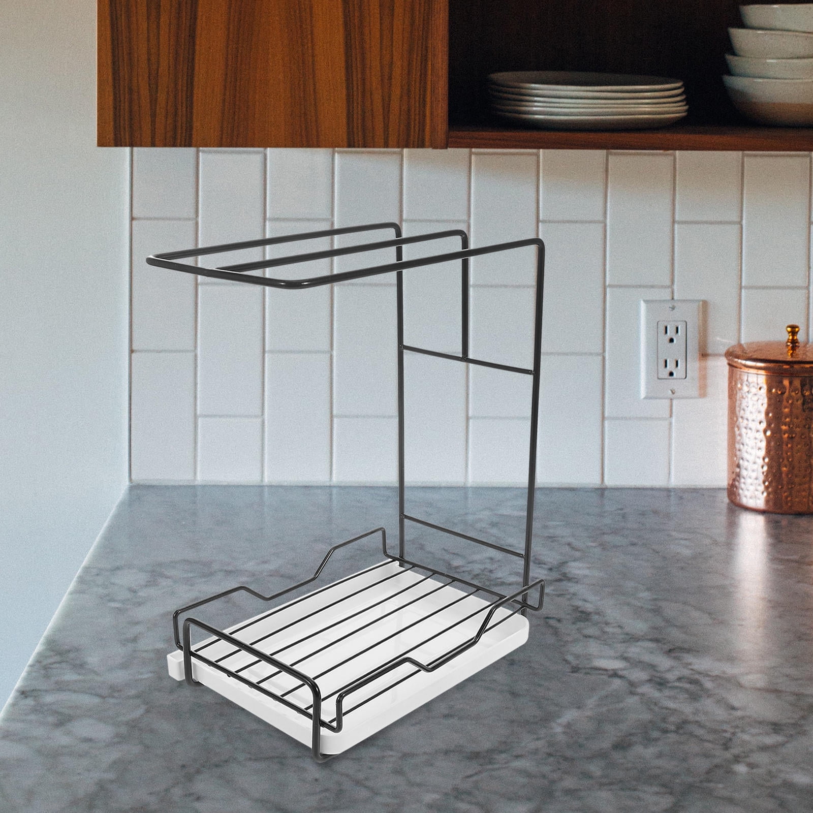 WHAMVOX Kitchen Sink Sponge Holder with Drip Tray for Organizing ...