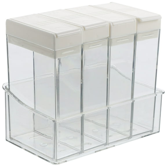 HOOWIFFY Whamvox Transparent Plastic Condiment Containers, Multi-Function Storage Jars for Kitchen, Pantry, and Food Organization