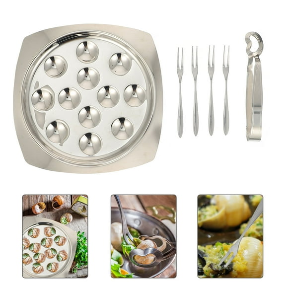 WHAMVOX Kitchen Utensils Snail Serving Fork Escargot Plate