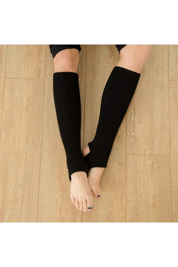 Knitted Leg Warmers for Women Black Acrylic Fibers One Size Fit Most Stretchy and Soft Perfect for Dance and Yoga