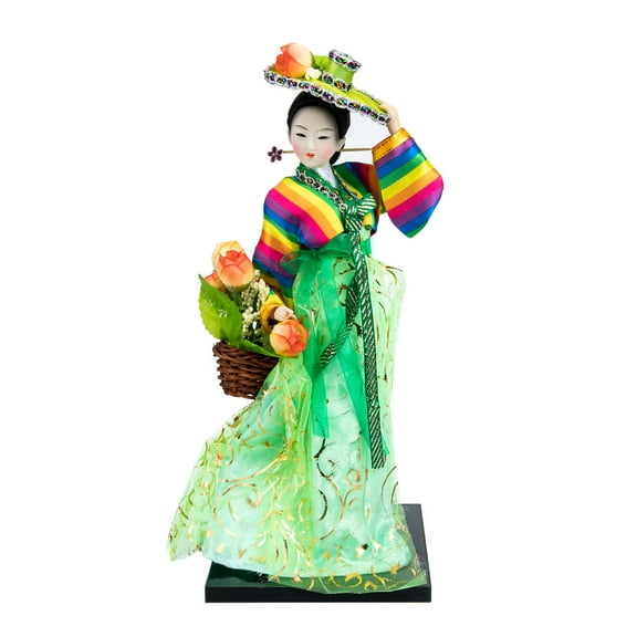 WHAMVOX Korean Style Doll Ornament Korean Doll Hanbok Dress Doll Model Desktop Decor