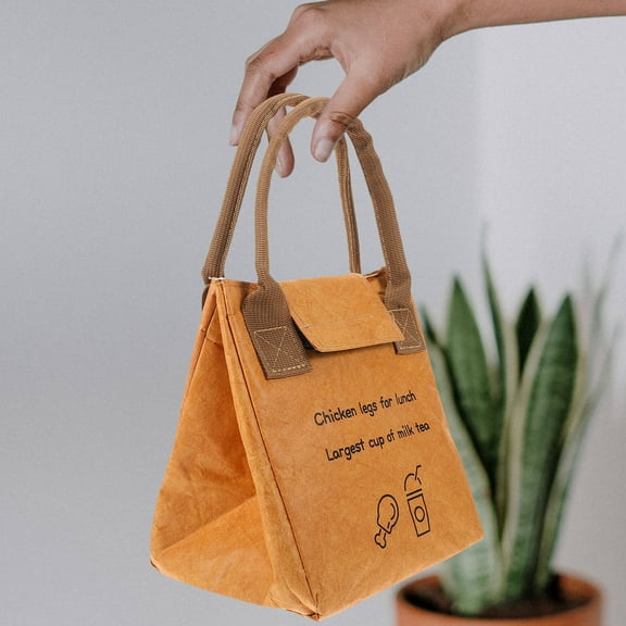 WHAMVOX Kraft Paper Insulation Lunch Bag for Storage Use Green Color Suitable for School and Picnic 7 x 9 inches