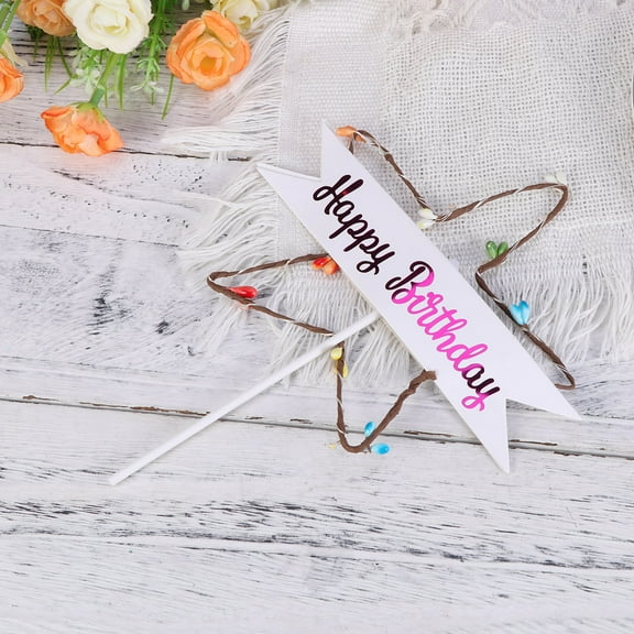 WHAMVOX LED Cake Toppers with Star Shape and LED Light for Cupcake Decoration Red Paper 1pc