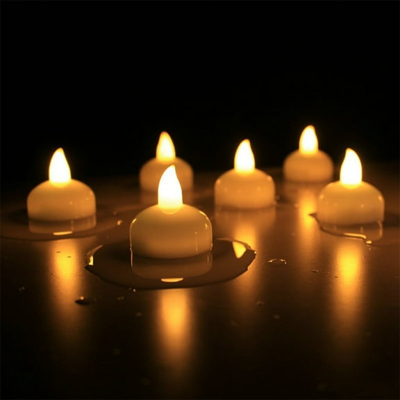 WHAMVOX LED Floating Candles for Decorative Use Warm White Light Waterproof Small Round for Events SPA Bath 12 Pieces