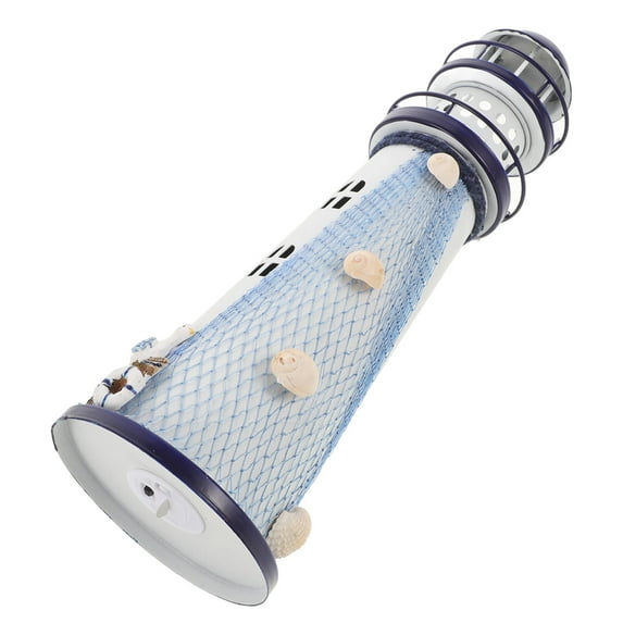 WHAMVOX LED Lighthouse Candle Lantern Mediterranean Iron Candle Holder for Home Desktop Decor
