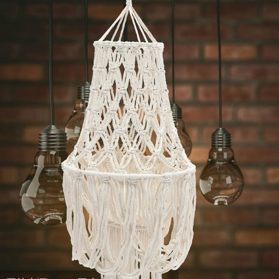 LITINKIMI Rustic Macrame Pendant Lampshade Cotton Rope 1Pack 41.7x11.8x11.8in