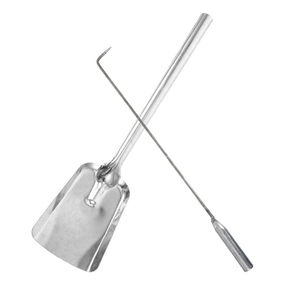 WHAMVOX Large Fire Pit Poker Fireplace Scoop Ash Scoop Gardening Shovel For Campfires Fire Pits Fireplaces And Wood Stoves Ideal For Camping And Outdoor Use Silver