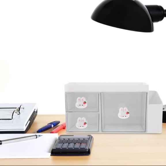 WHAMVOX Large Stationery Storage Box Student 19.00X10.00X9.50CM White