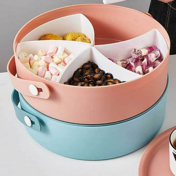 DECORNIJIA Nuts Holder Snack Tray With Lid Plastic Blue 1Set