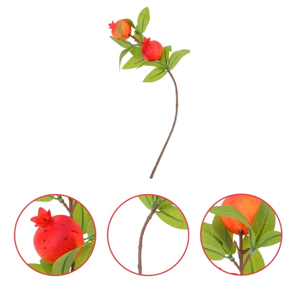 WHAMVOX Realistic Red Pomegranate Branch Artificial Twig Ornament for Party Decoration 1 Set