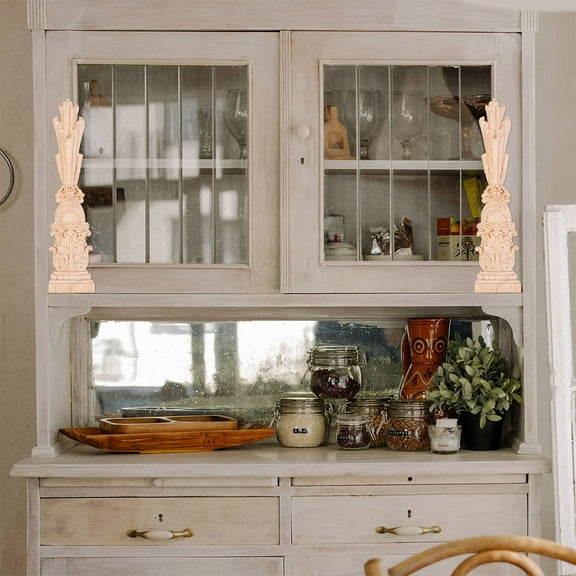 WHAMVOX Light Brown Decorative Wall Cupboard Frame with Clear Carving Line and Good Texture for Home Office