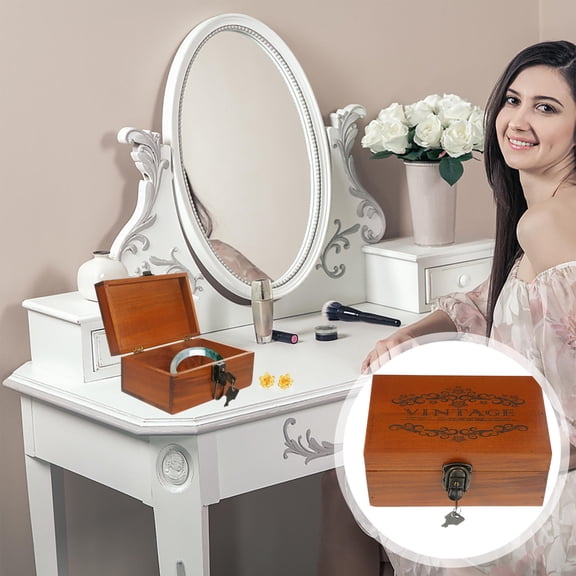 SEWCHICS Compartment Storage Box Vintage Style Zinc Alloy Living Room 1Set 8.37X5.50X3.93in