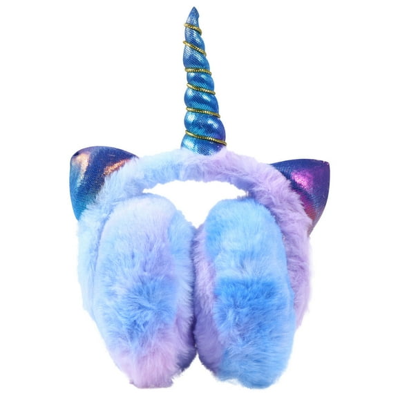 SEWCHICS Unicorn Earmuff for Kids Blue Plush Winter Ear Warmer for Cold Weather