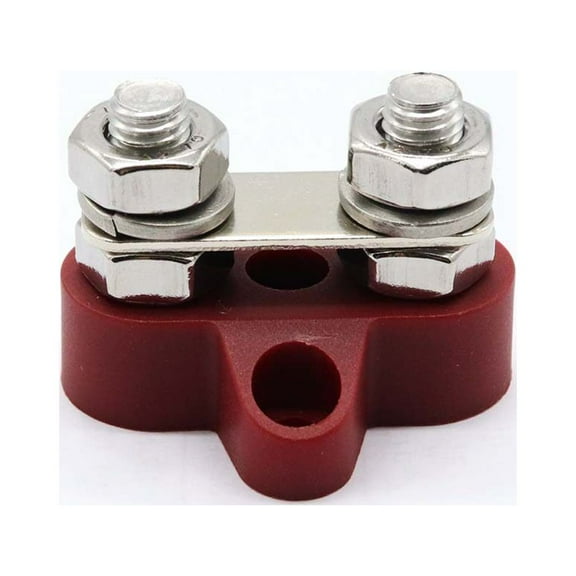 WHAMVOX M8 48V Dual Terminal Stud Power Distribution Block in Red for Car Boat Trucks RVs Made of Nylon