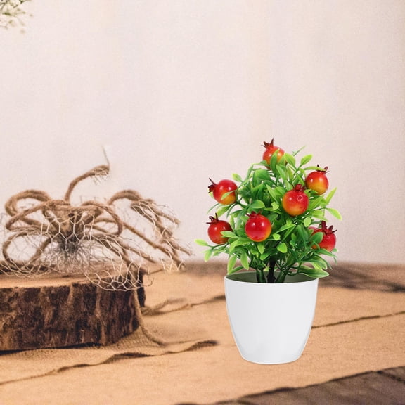 SEWCHICS Artificial Potted Fruit Tree Bonsai Fruit Tree Plastic 2Pcs Realistic Simulation