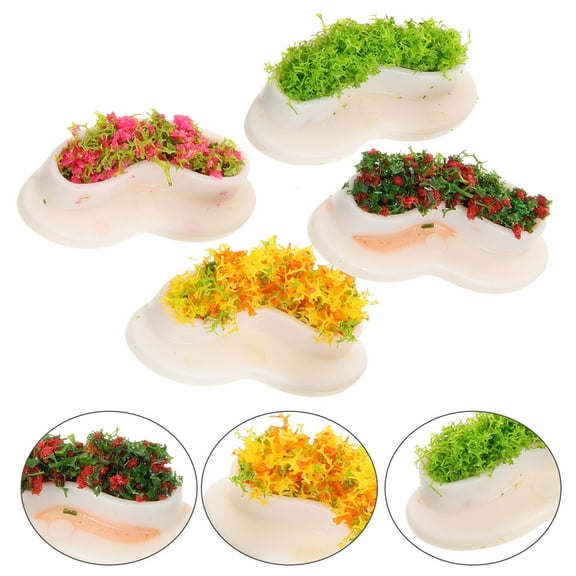 WHAMVOX 4pcs Miniature Flower Bed Bench Models Mini Shopping Center Public Rest Area Benches