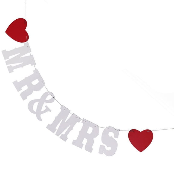 WHAMVOX Wedding Sign Bunting Banner Party Decoration Photo Prop in White for Bridal Shower and Reception