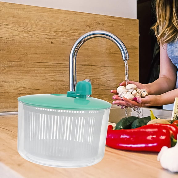 WHAMVOX  Manual Fruit Dryer Salad Draining Basket Vegetable Sky-blue
