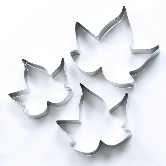 WHAMVOX Maple Leaf Cookie Cutter Set Stainless Steel for Cookies Silver 3pcs