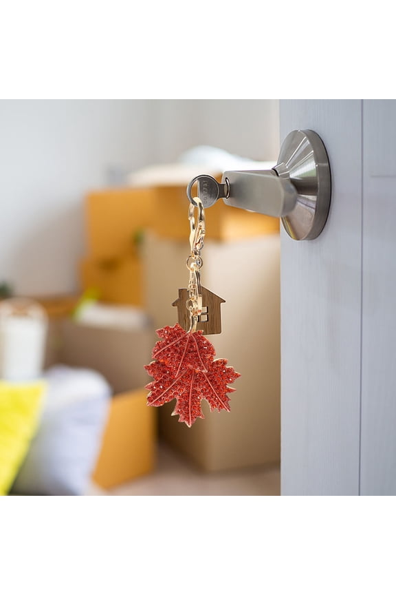 Maple Leaf Key Chain Durable Crystal Accessory Portable Backpack Pendant 1Pcs 5.3X2.4X0.4In