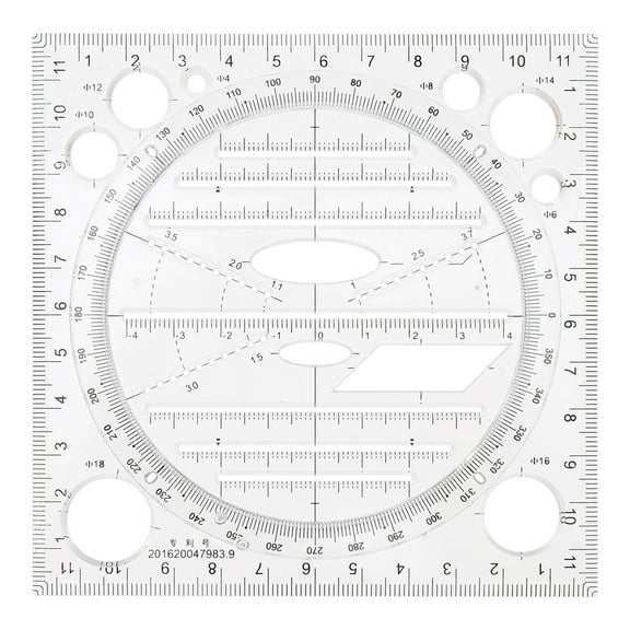 WHAMVOX Measuring Ruler Geometric Protractor Drawing Multifunction Student Office Black