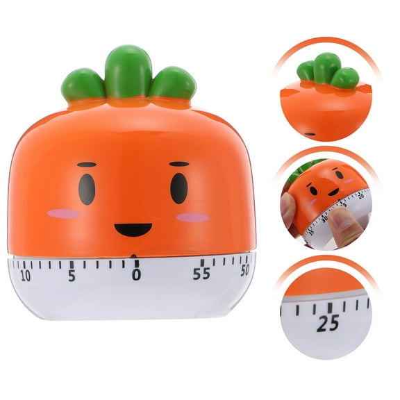WHAMVOX Mechanical Kitchen Timer with Clear Numbers and Loud Alarm for Home Use in Orange Color Plastic 2 Pieces