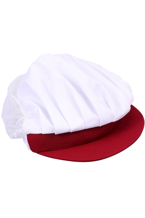 Mesh Working Cap Chef Hat Color Beret Party Men and Women Red