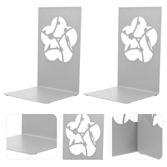 WHAMVOX Metal Bookends Set of 2 for Storage Use Grey Color Keeps Books Organized