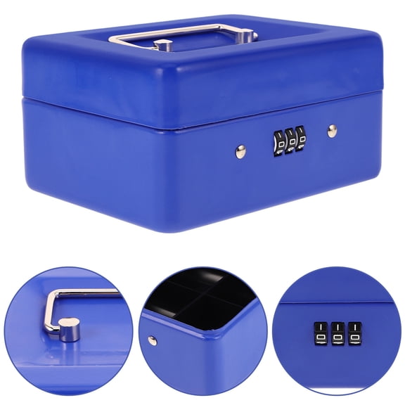 WHAMVOX Metal Cash Box With Combination Lock Metal Small Money Organizer With Money Tray 5.8 Inch Lockable Storage Box For Cash And Valuables Portable Handle Money Box For Home