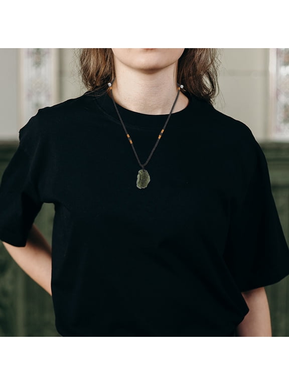 Irregular Jewelry Pendant Elegant Green Necklace Meteorite Accessory