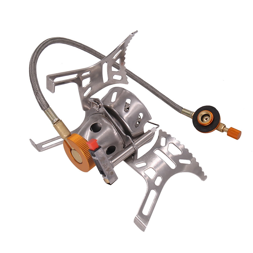 WHAMVOX  Mini Burner Camp Gas Stove Portable Grill for Camping Wind Silver