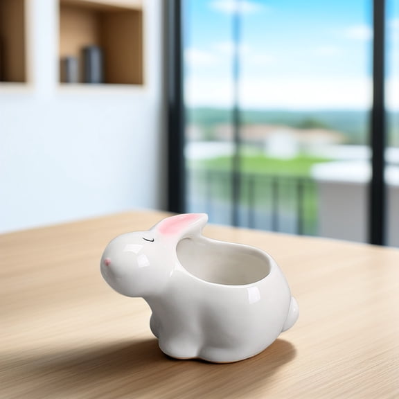 WHAMVOX Mini Ceramic Flower Pots Small White Cactus Planter for Office Desk Decor