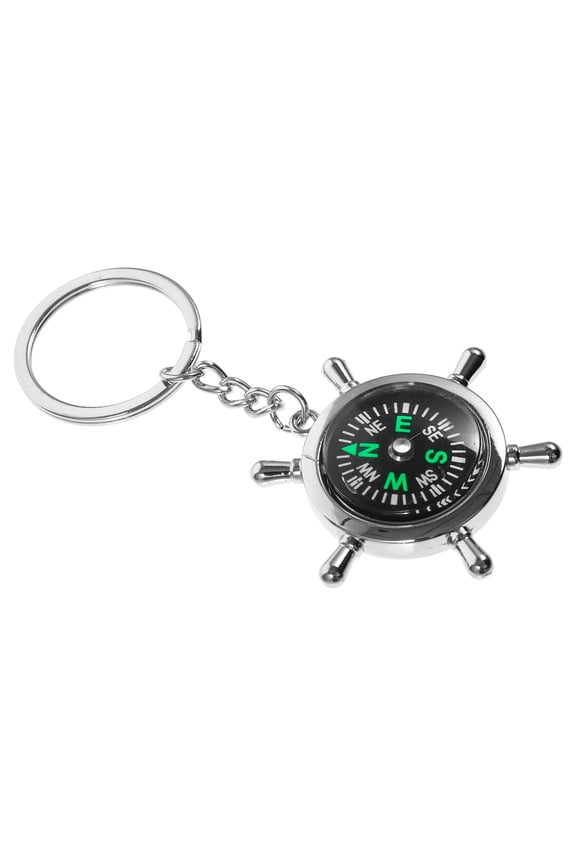 Mini Compass Keyring Sturdy Zinc Alloy for Hanging Keys Silver Color Lightweight Compact Design
