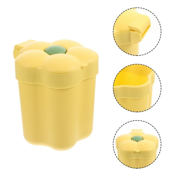 WHAMVOX Mini Desk Garbage Pail Small Yellow Can Trash Bin Bins Car Office