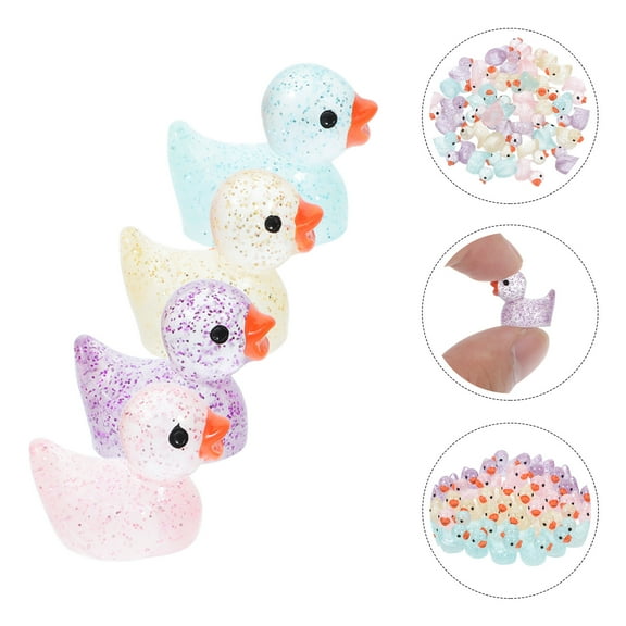 WHAMVOX Mini Duck Figurines for Decoration Made of Resin Assorted Color Miniature Garden Ornaments 40Pcs