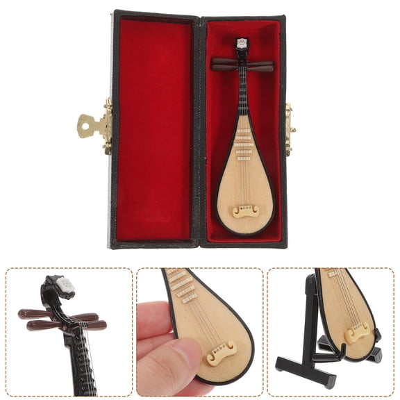 WHAMVOX Mini Lute Pipa Model 1Pc Khaki Plastic Decorative Instruments Miniature Home Decoration Photographers