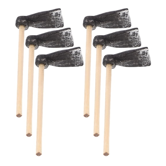 WHAMVOX Miniature Hoe for Dollhouse Decoration Durable Wood and Plastic Material Safe to Play Small Size 6 Pieces