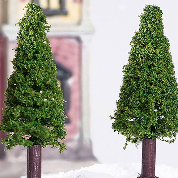 WHAMVOX Miniature Pine Tree Model for Train Scenery and Home Use Lightweight Durable Green Plastic Iron Sponge 6 Pieces