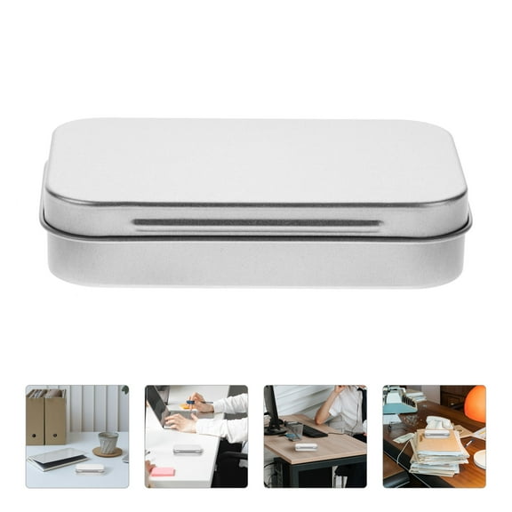 WHAMVOX  Mint Tins Empty Boxes with Hinged Lids Storage Small Man Travel Silver