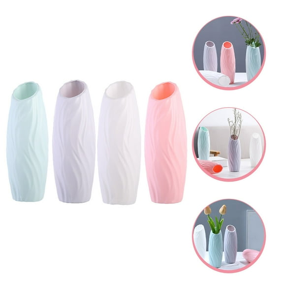 WHAMVOX Modern Tall Plastic Vases for Flowers in Assorted Colors Made of PP Material Great for Home Use 4 Pieces