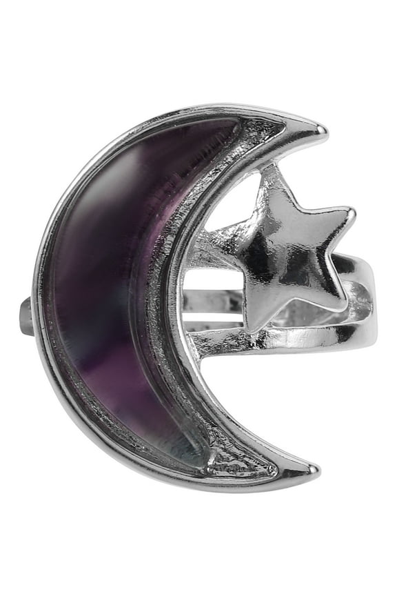 Mood Ring Finger Ring Open Ring Crystal Moon And Star Mood Rings Size Adjustable Birthday Ring For Women Men Wedding Present