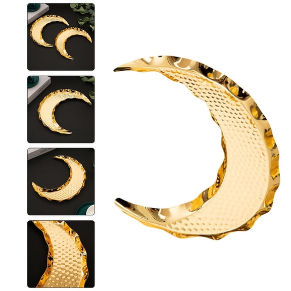 WHAMVOX Tray Fruit Plate Golden 1Pcs 10.02X2.95X0.59in