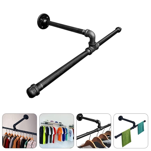 WHAMVOX Mounted Iron Hanger Wall Mount Clothes Rack 50.00X25.00X15.00CM Black