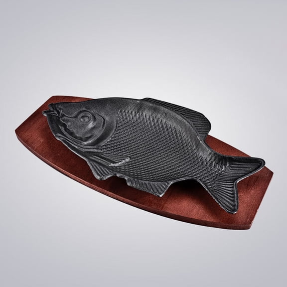 WHAMVOX Multi Color Iron Fish Barbecue Serving Plate Heat Resistant for Kitchen or Restaurant Use 14.5 x 10.5 inches